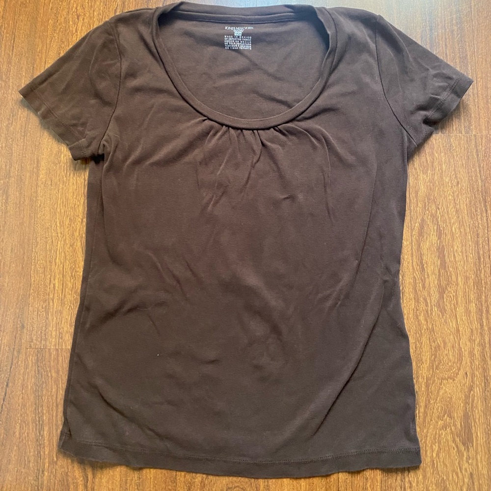Jones New York Sport Dark Brown Short Sleeve Tee S
